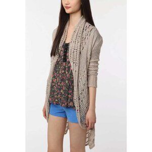 Urban Outfitters Willow & Clay Cream/Tan Crochet Open Cardigan - women's med
